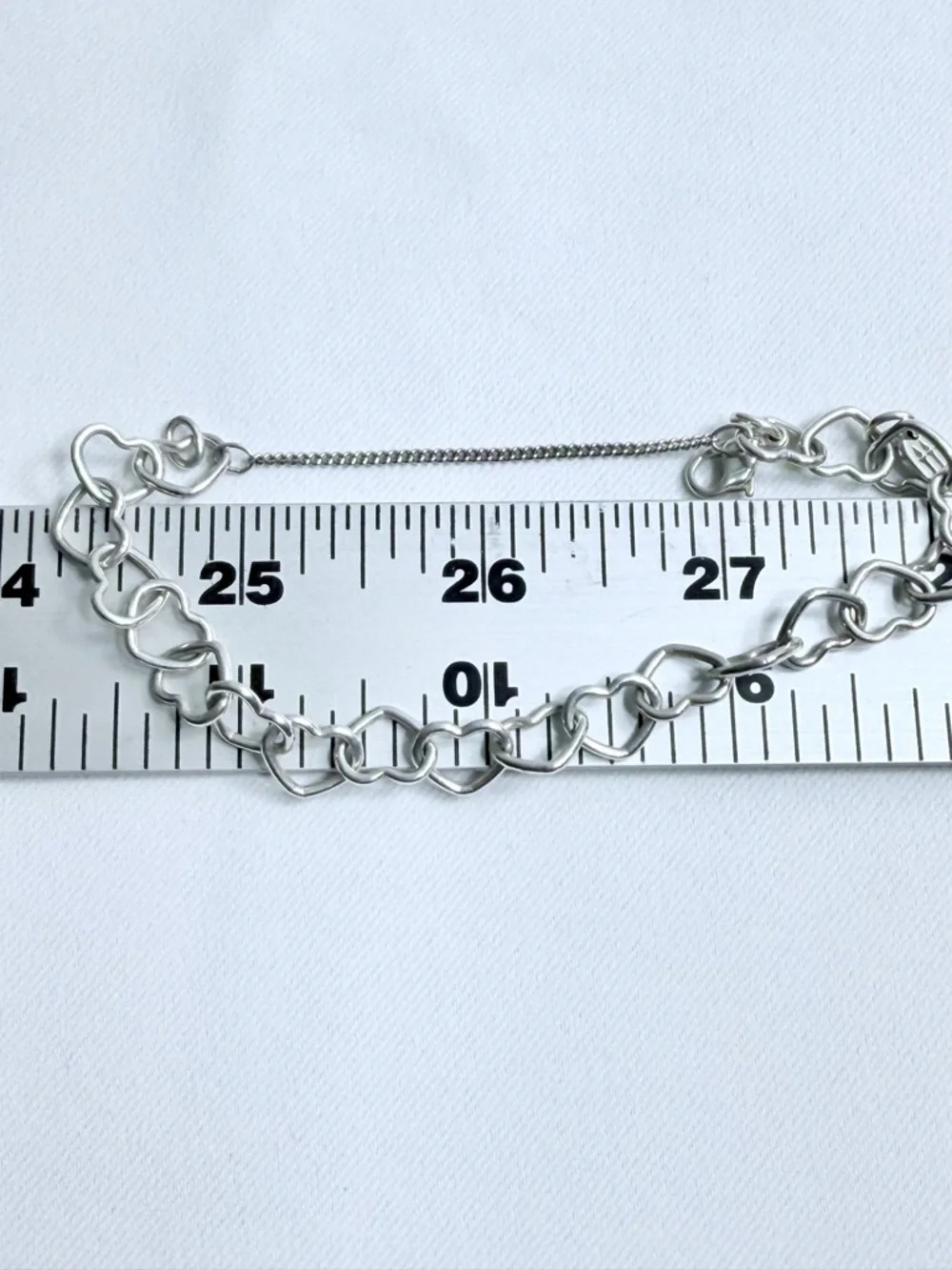 James Avery Sterling Silver HEART LINKS Bracelet w/Safety Chain - Size S - Picture 16 of 16